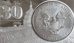 American silver Eagle on 30 years birthday edition limited design
