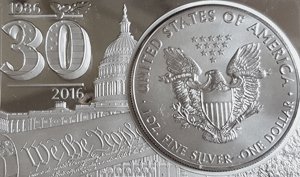 American silver Eagle on 30 years birthday edition limited design