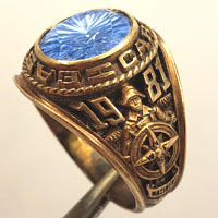 Balfour made East Carteret High School Class ring blue sapphire