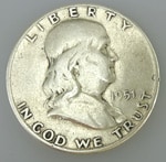 Franklin silver half dollar obverse "Liberty In God We Trust"