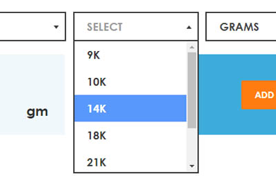 Calculate the value from 9k gold to 24k gold