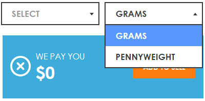 The gold calculator supports grams and pennyweight