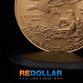 The obverse of an American Gold Eagle features the coin’s gold content and denomination.