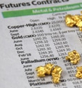gold nuggets on stock prices newspaper