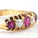 18k gold ring with diamonds and rubies