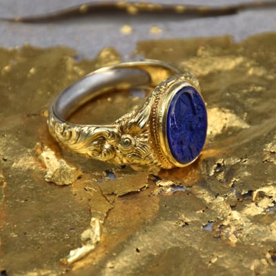 antique gold seal ring for man