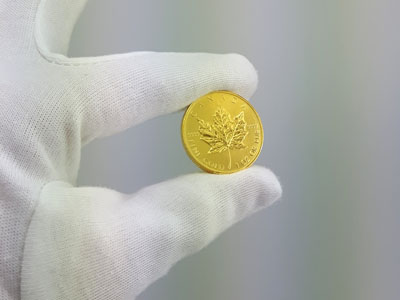 stock image: Canadian gold Maple Leaf, gold coin, bullion