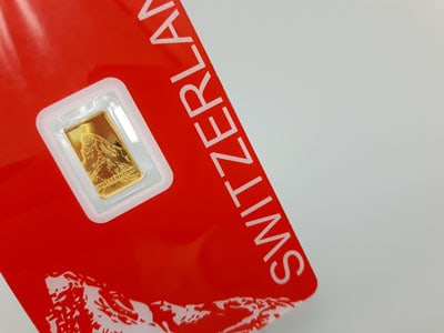 stock image: 1 gram gold bar, Swiss Gold Bar