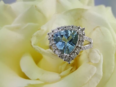 stock image: aquamarine and diamond ring