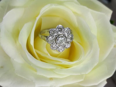 stock image: platinum diamond ring, Pt .950