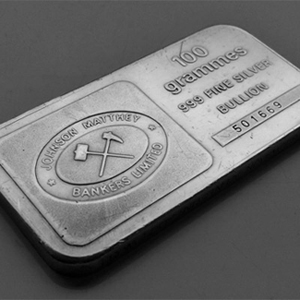 100 gram fine silver bar Johnson Matthey