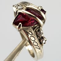 2007 made synthetic ruby class ring