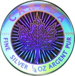 .999 Ag Maple Leaf hologram silver coin blue
