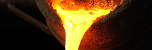 a gold melting process in a refinery