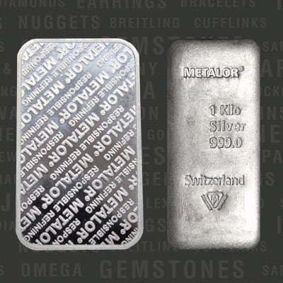 Reverse and Obverse of Metalor silver bars