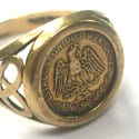 10K gold ring with Mexican gold coin
