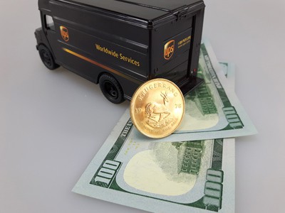stock image: money and UPS truck, cash services