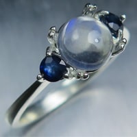 Palladium Sapphire Moonstone Ring