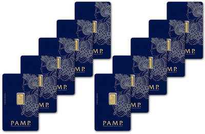 10 PAMP Swiss gold bars