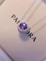 pandora silver necklace with purple stone