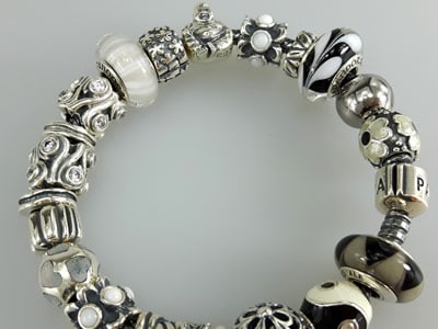 stock image: black Pandora bracelet with Murano charms