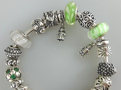 stock image: green Pandora bracelet