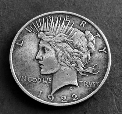 Peace silver dollar obverse displays the Liberty