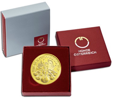 original packaging of Vienna Philharmonic gold coins