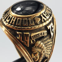 Piscataway High School ring featuring Indian Head and Coat Of Arms