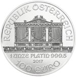 platinum coin made in Austria, 100 Euro