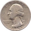 Quarter Dollar Silver Coin 1939