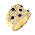 yellow gold ring with sapphires