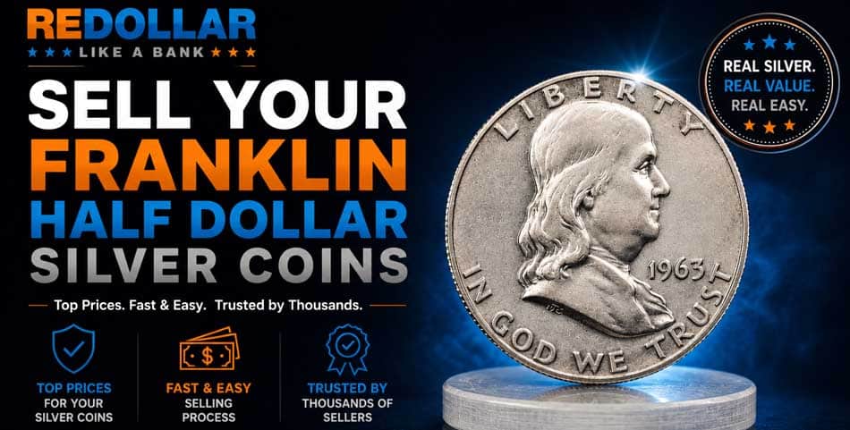 Sell Franklin Half Dollar Banner reDollar Sell Franklin Half Dollar silver coins for top dollar with reDollar banner.