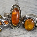 silver rings with amber gemstone