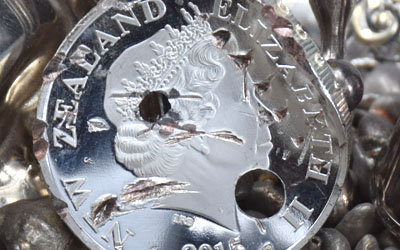 Canadian scrap silver coin with heavy damages