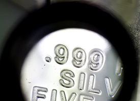 magnified .999 silver marking on silver bar