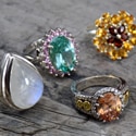gemstone silver rings with various gemstones set