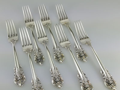 stock image: silver forks, sterling silver forks, Wallace Sterling