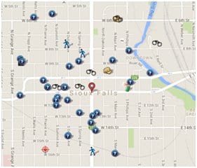 Crime map of a gold buyer neighborhood in Sioux Falls