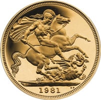 Sovereign gold coin from 1981