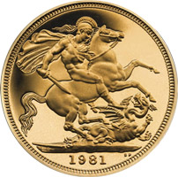 Sovereign gold coin from 1981