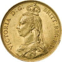 Sovereign gold coin reverse, Victoria