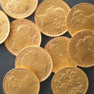 10 different Sovereign gold coins
