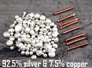 sterling silver standard compound with pure silver granules and copper cuts