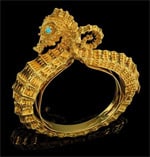 Tiffany 18k gold bangle with turquoise