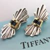 Tiffany silver gold sapphire earrings