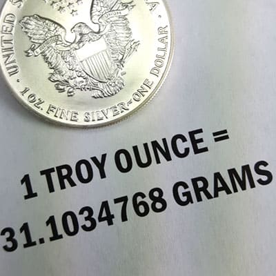 1 troy ounce silver equaling 31.1034768 grams