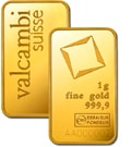 1g Valcambi Suisse gold bar, 999.9 pure