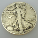 Walking Liberty half dollar obverse displaying the Walking Liberty