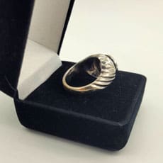 14k white gold ring in black jewelry box